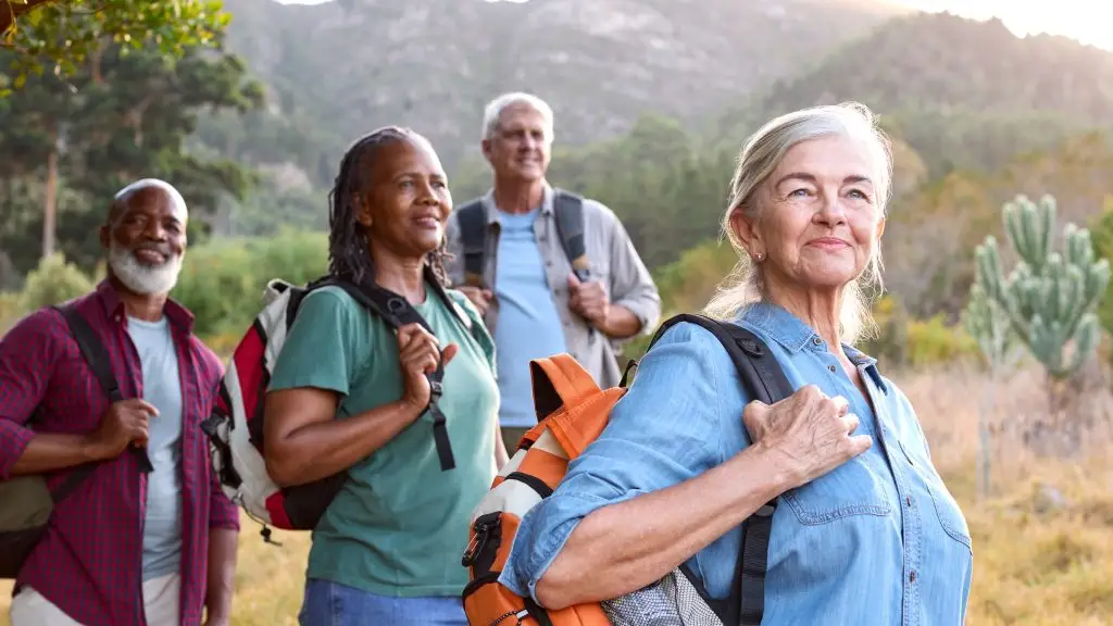 happy hiking retirees